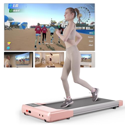 Superun Walking Pad max 159 KG/136 KG, Laufband für Zuhause mit Trainingseinheit, Leise Laufband Schreibtisch mit App und Multiplayer-Rennstrecke