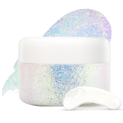Glitzer Gel, Festival Accessoires Wasserdicht Glitter Gel Für Augen Gesicht Körper Haar Make Up, Geleeartige Textur Geschmeidig Lang Anhaltend Festival Zubehör Körperglitzer, Vegan & Cruelty-Free