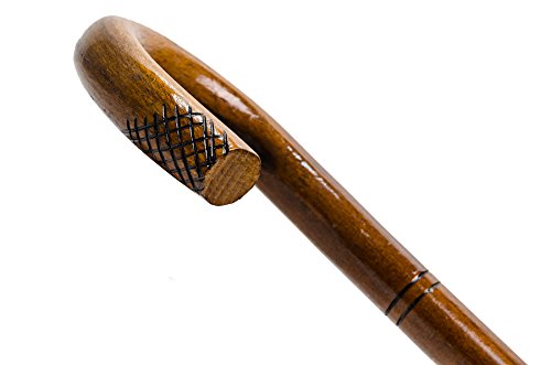 Gehstock für Herren und Damen Bend 89-92 cm - Handgefertigt Hellbraun Wanderstock Holz mit Rutschfestem Gummi