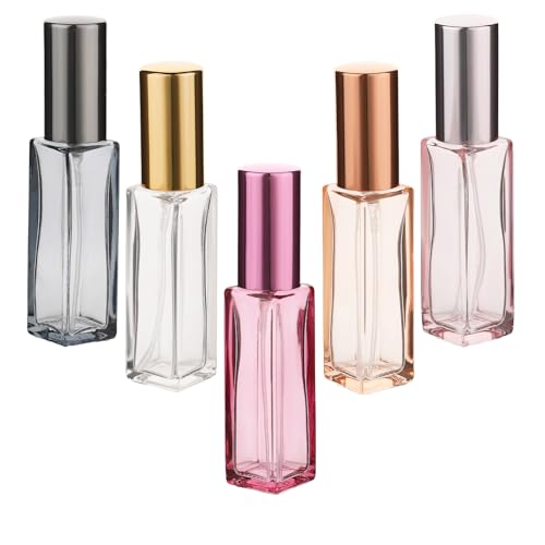 WY LIGHTING LEVEL 5 Stück Parfümzerstäuber Nachfüllbar 10ML Mmini Parfum Zerstäuber Leer Glasparfümfläschchen Portable Sprühflasche Reise Perfume Sprayer für Parteien Männer Frauen Mädchen
