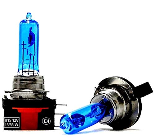 BLUETECH 2 Stück H15 XENON POWER BLUE 9500Kelvin 15/55 Watt 12 Volt PGJ23t-1 Fassung mit E Prüfzeichen und STVZO Zulassung