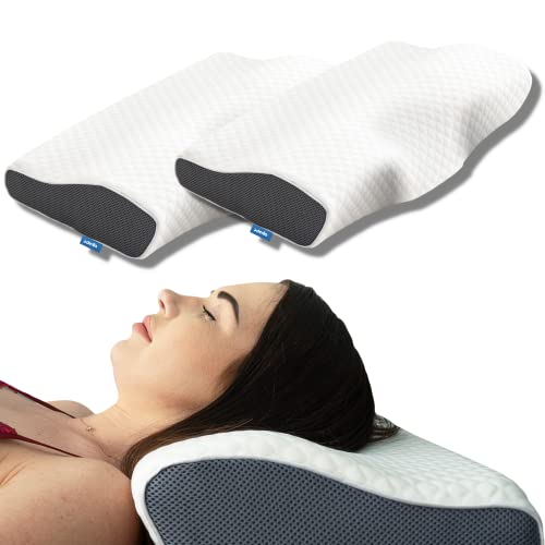 Derila Memory Foam Kopfkissen Derila Nackenkissen (2er Pack) ergonomisches Seitenschläferkissen für Seiten-, Rücken- und Bauchschläfer. Antischnarch-Kissen, erfrischt aufwachen ohne Nackenschmerzen