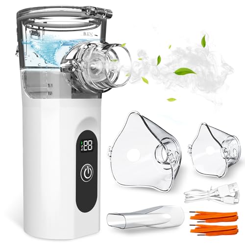 Inhalationsgerät Tragbar Leise Inhaliergeräte für Erwachsene und Kinder mit Digitaldispla, 2 Sprühmodi Nebulizer Inhalator, USB-C Ladung Vernebler Inhaliergerät für Reise und Zuhause