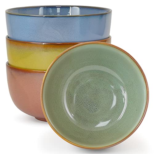 Earnest Living Geschirr-Sets Teller und Schalen-Sets 850 ml Rührschüsseln Ramen-Schüssel-Set 6-Zoll-Suppenschalen Servierschalen Keramik-Obstschalen-Set mit 4 Stück für Nudelsalat-Müsli-Küche