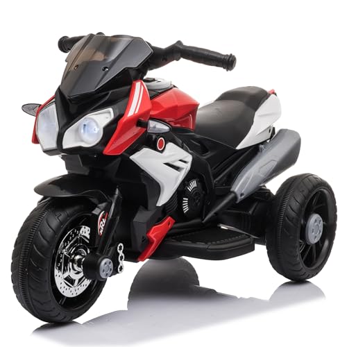 LALAHO Elektro Motorrad Kinder Elektromotorrad Kindermotorrad Kinderfahrzeug, 6 V 7 Ah Elektro-Dreirad für Kinder von 3–6 Jahren (Rot)