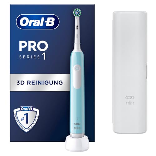 Oral-B Pro Series 1 Elektrische Zahnbürste/Electric Toothbrush, 1 Aufsteckbürste, 3 Putzmodi und Drucksensor für Zahnpflege, Reiseetui, Designed by Braun, blue
