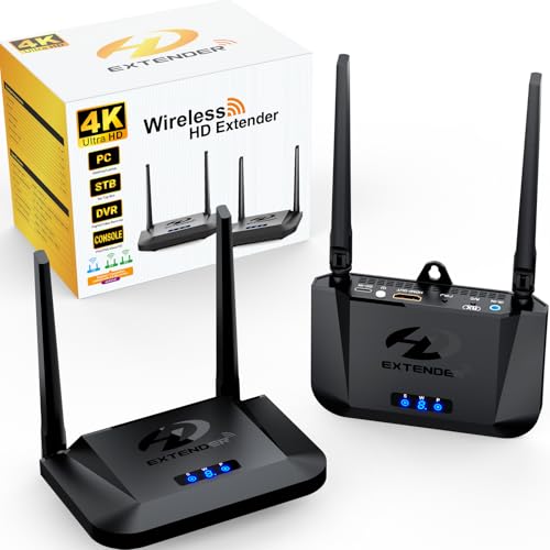 Graige Wireless HDMI Transmitter and Receiver 4K 30HZ, 300m, HDMI Loop-Out, IR Extend, Dual Cooling Systems, 9 Channels, 1 TX to 3 RXS, Streaming from STB, PC, DVD, CCTV to TV, Projector, Monitor