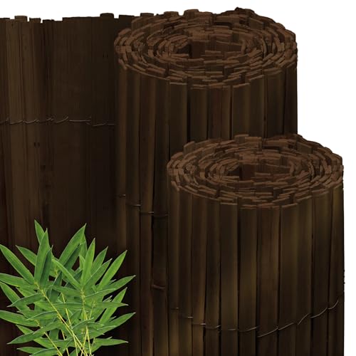 Sol Royal Dunkelbrauner Split Bambus Sichtschutz 90x600 cm – Sichtschutz Bambus Zaun Bambusmatte Gartensichtschutz Balkon Sichtschutzzaun – Natursichtschutz Witterungsbeständig B55