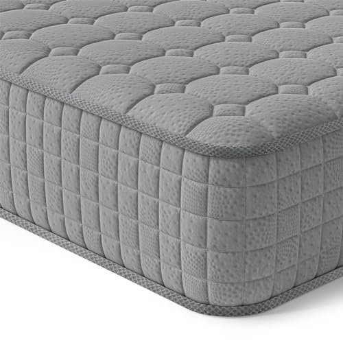 Vesgantti Matratze 100x200 7-Zonen Federkernmatratze 24cm Taschenfederkernmatratze Mittelfeste Orthopädischem Tonnentaschenfederkernmatratze (H3-grau, Tight-top 24cm)