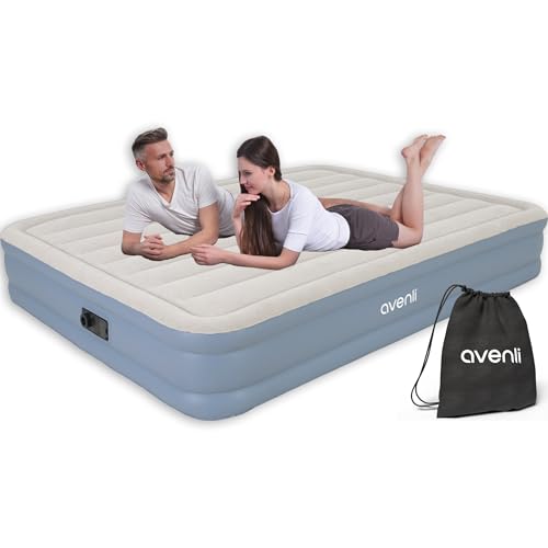AVENLI selbstaufblasende Luftmatratze 191 x 137 x 33 cm – Komfortables Luftbett mit integrierter Pumpe – Selbstaufblasendes Gästebett für 1-2 Personen – Ideal für Zuhause, Reisen und Camping
