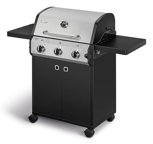 Enders Gasgrill Chicago Next 3, 3-Edelstahlbrenner, doppelwandige Garhaube, Gussrost, 2 abklappbare Seitenablagen, integriertes Thermometer, 9,6 kW #89396
