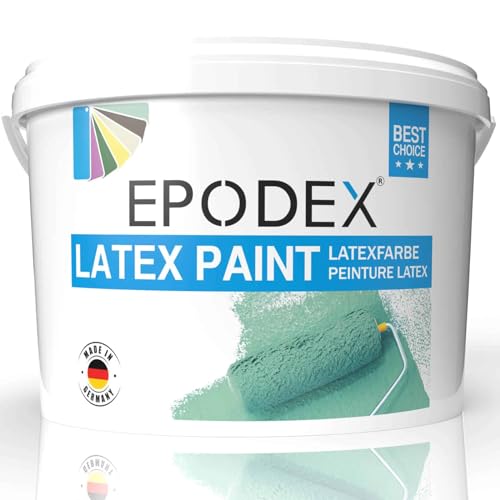 EPODEX® Latexfarbe Matt | Abriebfest Abwaschbar Strapazierfähig Geruchsarm Hohe Deckkraft | 45 Farben Polar Weiß Bunt Farbig 1-50Kg