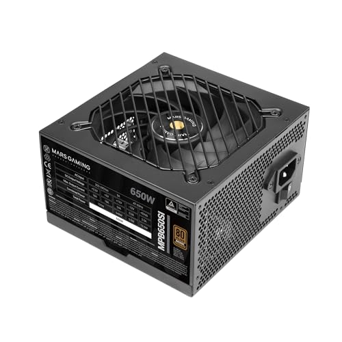 Mars Gaming MPB650SI, PC-ATX-Netzteil 650W, 7 Jahre Garantie, 80Plus Bronze 230V, 90% Effizienz, SI Extreme Silence Lüfter mit Kupferkern, AI2-RPM-, DC-DC- und SMD-Technologien, Schwarz