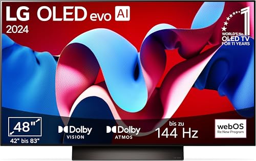 LG OLED48C47LA TV 48' (121 cm) OLED evo Fernseher (α9 Gen7 4K AI-Prozessor, webOS 24, Dolby Vision, bis zu 120Hz) [Modelljahr 2024]