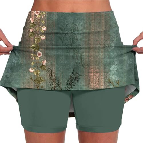 Deals Blitzangebote des Tages Damen Rock Mit Hose Drunter Hosenrock Tennisrock Damen Mit Hose Leggings 2 In 1 Shorts Fitness Sport Golfrock Laufrock Sportrock Damen Mit Hose Und Taschen