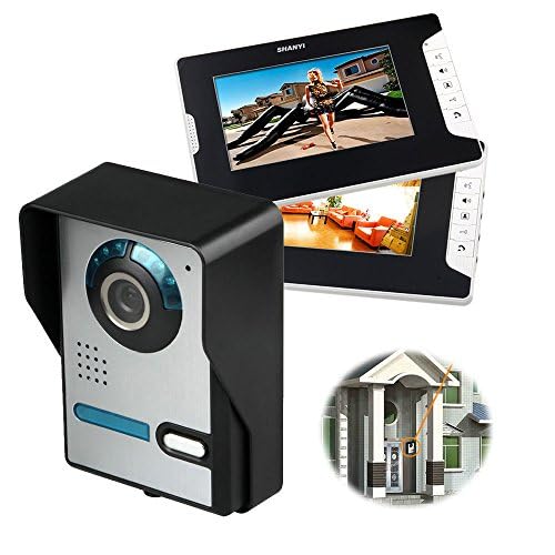Video Türsprechanlage Türklingel Intercom System, Türsprechanlage mit 7 Zoll 2-Monitor 1-Kamera Für 1-Familienhaus, Farb-TFT-LCD IR-Kamera Nachtsicht, Elektroschloss-Steuerfunktion