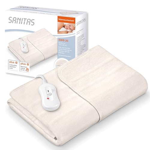 Sanitas SWB 20 Wärmeunterbett aus Vlies | mit Sicherheitssystem und 3 Temperaturstufen | einfache Fixierung auf Bett und Matratze | Waschbar bei 30⁰ | 150 x 80 cm, Beige