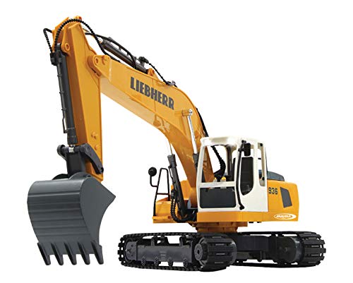 JAMARA 405060 Bagger Liebherr R936 1: 20 2,4GHz - realistische Funktionen (Entladen/Aufladen), jedes Gelenk einzeln steuerbar, 660° Turmdrehung, Metallschaufel, Motorsound, Hupe, Rückfahrwarnsound