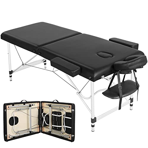 Yaheetech Mobile Massageliege 2 Zonen höhenverstellbar Massagetisch Massagebett mit Aluminium-Füßen und Tragetasche, 213 * 90cm