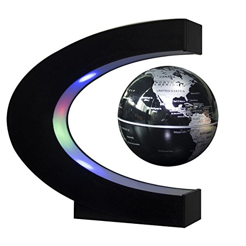 DORSION Schwimmender Globus mit LED-Lichtern, C-Form, magnetisch, Schwebekugel Weltkarte für Schreibtischdekoration (schwarz)