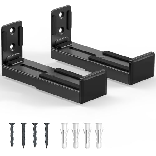 Universal Soundbar Wandhalterung Halterung Dual Lautsprecher Wandhalterung Einstellbare Tiefe 9-15,4 cm (3,5-6,1 Zoll), hält bis zu 15 kg (33 lbs), Sound Bar Montageset, Schwarz
