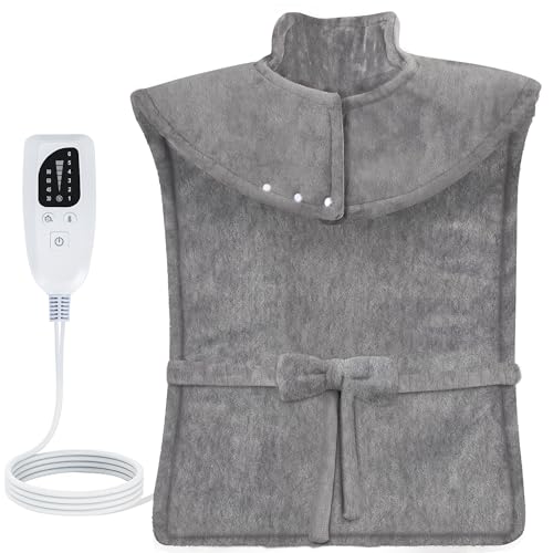 NALONE Heizkissen, Wärmekissen mit Abschaltautomatik 63x100cm für Rücken Schulter Nacken, 10ft Extra Long Cord, 6 Temperaturstufen, 4 Timer Setting, Flanellmaterial, Waschbar Wärmekissen