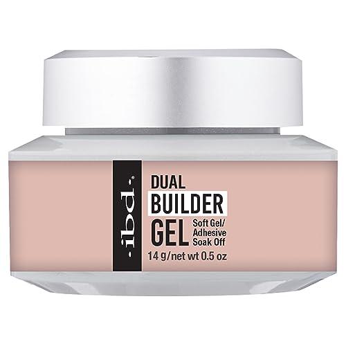 IBD Dual Builder Gel, 14 g – Barely Nude – MADE IN USA – Soft Gel und Haftgel für langanhaltende Nagelverlängerungen – Einfach ablösbar – UV/LED härtend