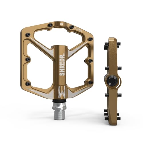 Shredr. Flat Pedale für MTB | Superleichte Flatpedals fürs Mountainbike | In 2 Größen und 9 Farben | Nur 320 Gramm (Bronze, M)