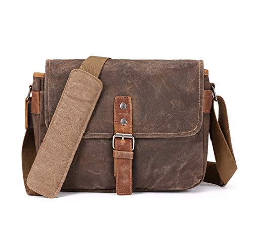 ONEGenug SLR-Kameratasche, wasserdichte Wachs-Segeltuchtasche Vintage Kameratasche Messenger Bag mit Interlayer Pad (Khaki)