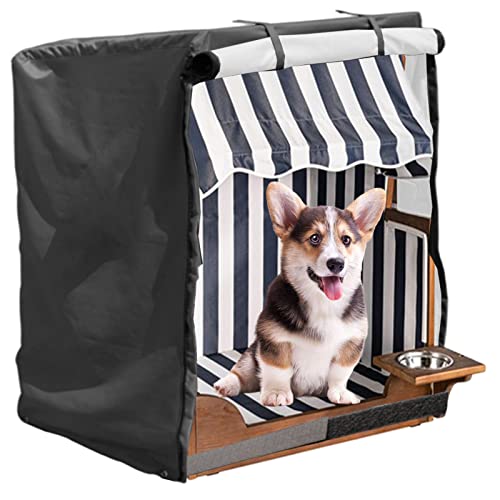 Hundestrandkorb Schutzhülle, Hundestrandkorb Abdeckhaube, Schutzhülle für strandkorb hund/hunde strandkorb Wasserdicht mit Doppeltem Reißverschluss, 420D Oxford Gewebe -Schwarz (85*75*100cm)