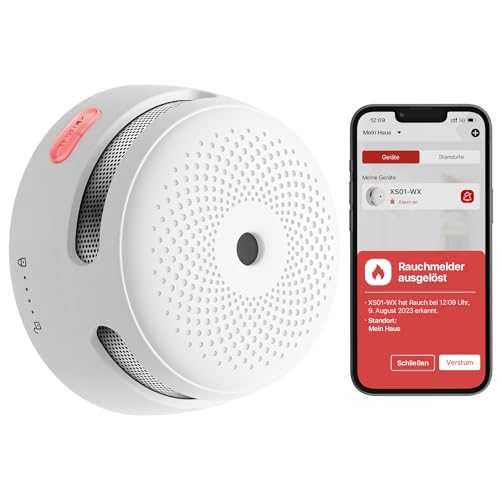 X-Sense Intelligenter Rauchwarnmelder mit photoelektrischem Sensor und austauschbarer Batterie, WLAN-Rauchmelder, App-Benachrichtigungen, XS01-WX, entspricht dem TÜV Rheinland & EN 14604, 1er Pack
