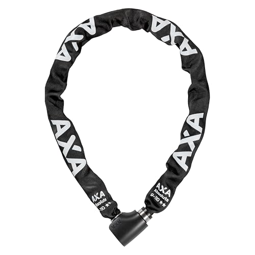 AXA Absolute 9-110 Kettenschloss, Länge 110 cm, Sicherheitsstufe 14, Stahlglieder 9 mm, Schwarze Schutzhülle, Schwarz