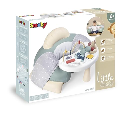 Smoby Toys - Little Smoby Babysitz mit Spieltisch - aufblasbarer Rundsitz mit Rücken- und Armlehne, Sitzbezug und Activity Tisch - für Kinder ab 6 Monate