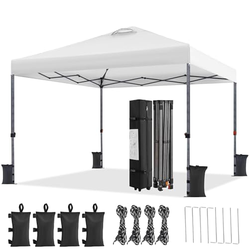 Yaheetech 3x3m Faltpavillon Pavillon Wasserdicht Stabil, Höhenverstellbar Faltbar Pop-Up Faltzelt, UV-Schutz 50+ Campingpavillon Partyzelt inkl.Tasche & 4 Sandsäcke für Garten Camping, Weiß