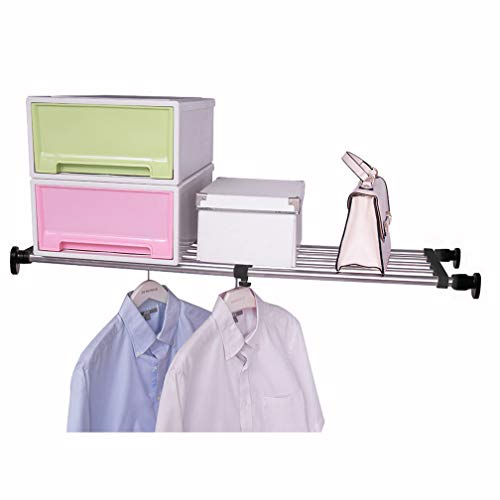 Hershii Erweiterbares Schrank-Spannregal, Stange, verstellbares Metallregal, Schrank-Organizer, Trennwand, Trennregale für Kleiderschrank, Küche, Bad, Schwarz, 60 - 80 cm