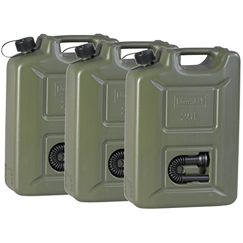3er Set Benzinkanister 20 Liter Kraftstoffkanister olivgrün 20L UN-Zulassung Diesel Benzin