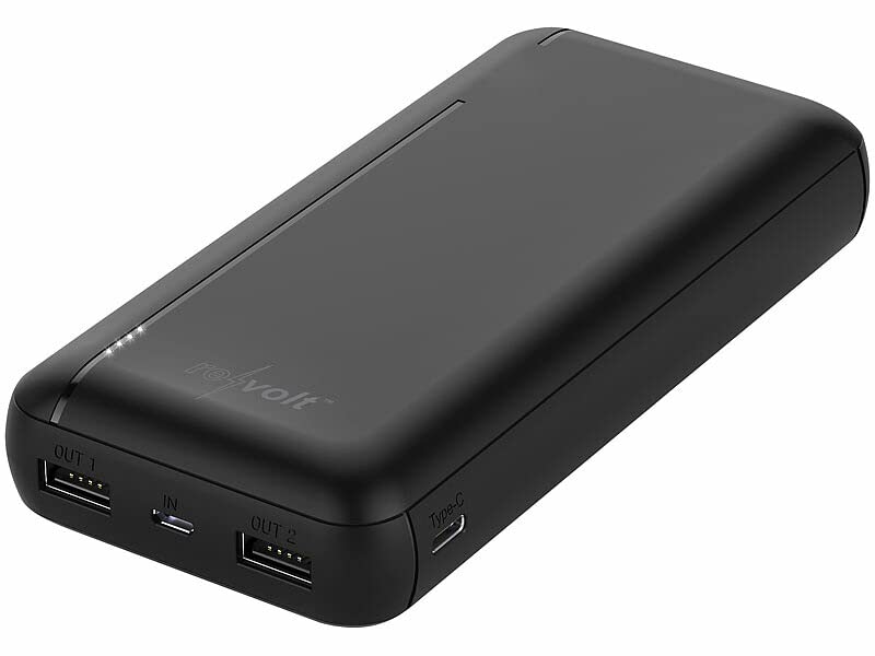 revolt 12V Powerbank: USB-Powerbank mit 20.000 mAh, USB-C Power Delivery, QC 3.0, 3 A, 20 W (Powerbank 12V Output, Powerbank Laptop, Powerbanks 0)