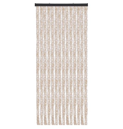 Arsvita Flauschvorhang Türvorhang (56x185 cm) in Meliert Beige-Weiß als Insektenschutz für Balkon, Terrasse oder Wohnmobil, Wohnwagen, Pavillon