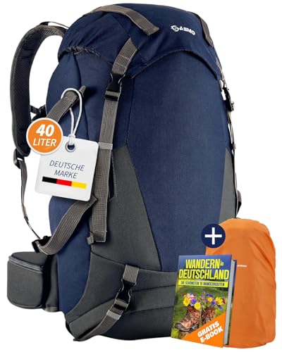 SASMO® Wanderrucksack 40l - isoliertes Frontfach & integrierter Kulturbeutel + E-Book | Trekkingrucksack 40l - Kontaktrücken | Hiking Backpack - mit Regenschutz