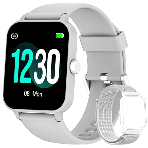Blackview Smartwatch Herren Damen Fitnessuhr, 1,85'' Smart Watch, Armbanduhr mit Pulsmesser Schlafmonitor Musiksteuerung SpO2, Schrittzähler Uhr Sportuhr, Aktivitätstracker für Android iOS, Grau