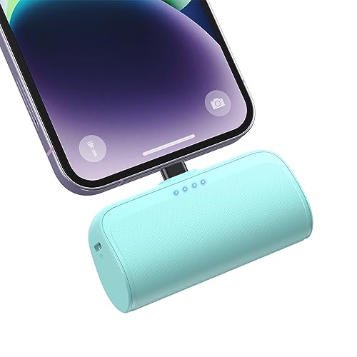 Mini Power Bank 5200mAh, 18W PD Schnellaufladung Klein Powerbank, Ultrakompakt Externer Akku LED Dispay Akkupack, Kompatibel mit iPhone 14 Pro/Plus/Max/13/13 Pro Max/12/11//XR/X/8/7/6/SE-Grün