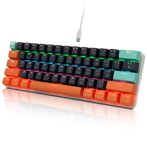 SHANGZHAOYUAN Gaming Tastatur, USB RGB-Beleuchtung Mechanische Tastatur, 26 Anti-Ghosting, Red Switch, 60% QWERTY US Layout, Gamer Tastatur Kabelgebunden 61 Tasten für PC/Windows Gamer/Büro