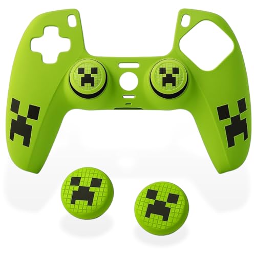 MatoSan® PS5 Controller Skin mit Grip - Hochwertige Hülle & Cover, Anti-Rutsch Case für verbesserte Kontrolle - Inklusive präziser Thumb-Stick Kappen, Ideal für PS5 Controller Zubehör (Grün)