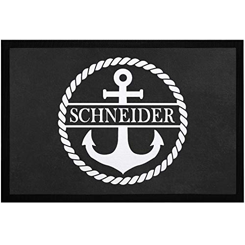 SpecialMe® Fußmatte personalisiert mit Familien-Namen Anker online anpassbare Türmatte rutschfest & waschbar weiß 60x40cm