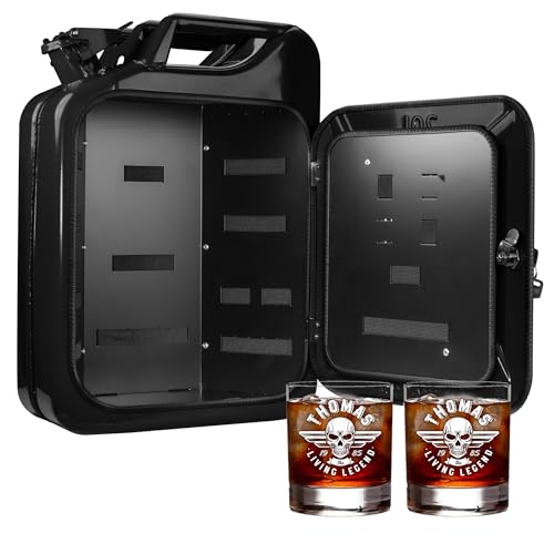 AMAVEL Kanister Bar 20 l | Schwarz | Unbestückt | Benzinkanister Minibar, Barschrank für alkoholische Getränke, Flaschenkorb und Mini Bar Set, Besonderes Geschenk für Männer, Vatertagsgeschenk