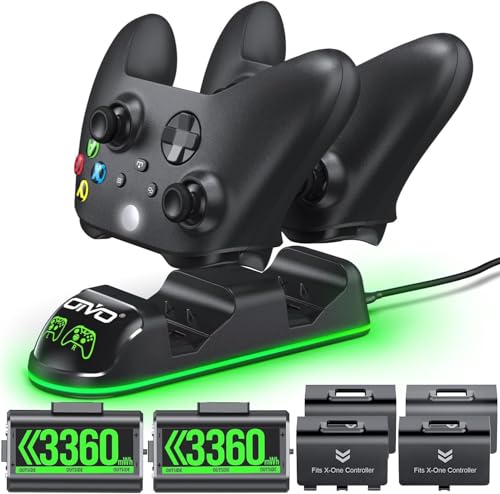 OIVO Xbox Controller Ladestation mit 2X 3360mWh Wiederaufladbaren Akku für Xbox One/Xbox Series X/S, Xbox One Controller Ladestation mit 2 Wiederaufladbaren Akku, Xbox Ladestation Akku Zubehörsets