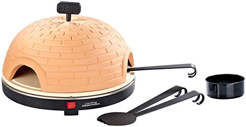 Cucina di Modena Pizzadom: Premium Pizzaofen mit Terrakotta-Haube, Schamottstein-Platte, Ø 40 cm (Pizzaofen 8 Personen, Tisch, Grillplatten)