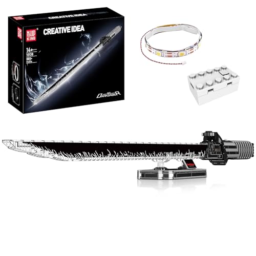 Mould King 10138 Technik Schwert Bausteine Modell, 885 Teile Klemmbausteine Bausatz als Geschenk/Sammlerstücke, Waffen Spielzeug Blockmodell mit Beleuchtung und Ständer