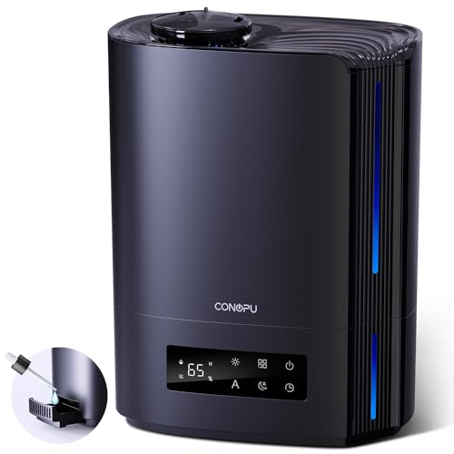 CONOPU Luftbefeuchter, 6L Luftbefeuchter Schlafzimmer für Große Räume, 60h Aroma Diffuser für Schlafzimmer Kinderzimmer Pflanzen, 300ml/h, Schwarz