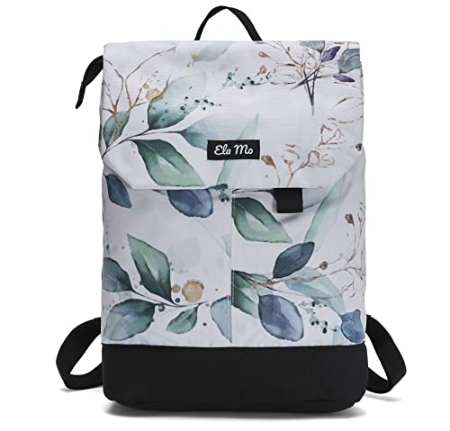Ela Mo Rucksack Damen - Daypack schön u. durchdacht - Laptop Rucksäcke für Frauen - Anti Diebstahl Tasche für Schule, Uni, Business (Waterleaf Gold)
